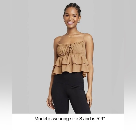 wild fable Tops - 🆕#3 Wild Fable NWT ruffled cami crop top in a beautiful camel color. SIZE MED